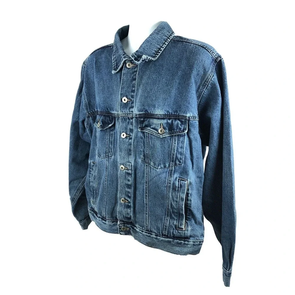 Wrangler‎ Hero Denim Jacket Blue Jean Western Trucker Vintage 90s Boxy Fit Large